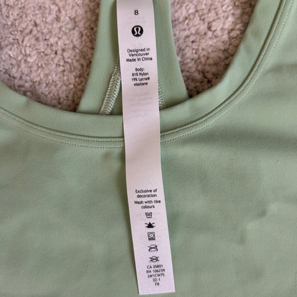 Lululemon Cool Racerback Tank Top *Nulu Creamy Mint Size 8 - Picture 5 of 5